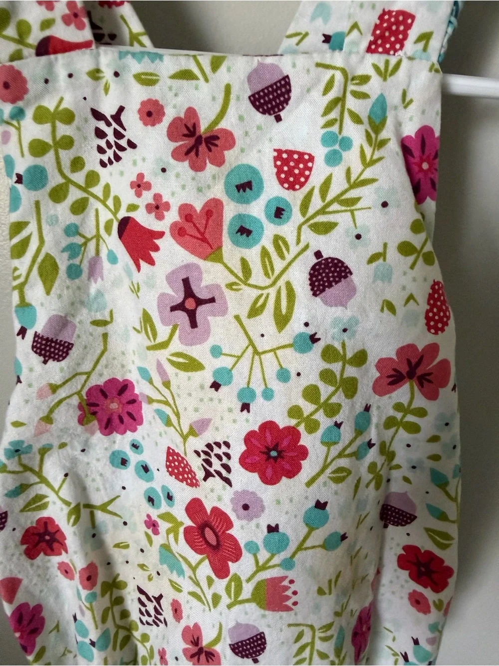 Ricrac & Ruffles Girls 6-9M Floral Cotton Romper Sleeveless Ruffle Bow